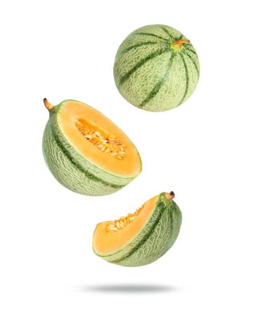 istock Whole and sliced Cantaloupe melons close up isolated on white background 2167925056