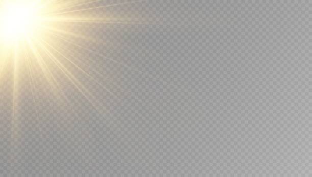 istock Collection of realistic light flashes.Golden shining light effect.Bright sun sparkles with stars and sparkles 2167929231