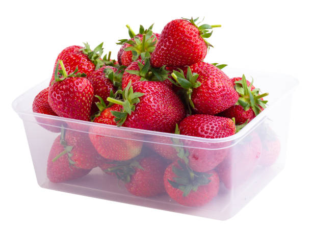 istock Vivid colorful red strawberries on a white background. 2167935035