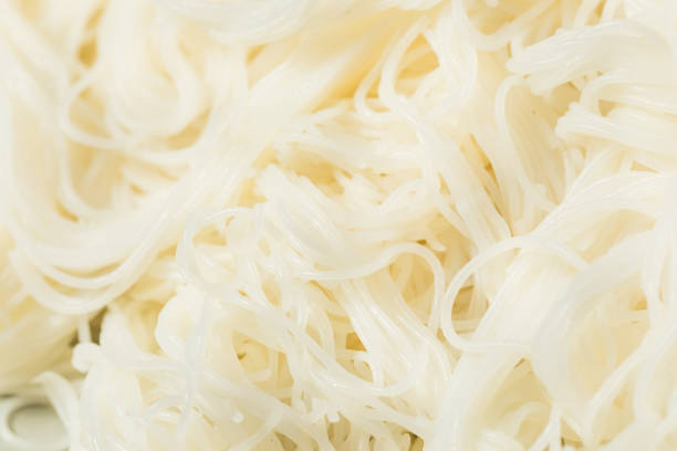 Cooked Asian Rice Vermicelli Noodles in a Bowl