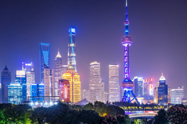 istock Shanghai Skyline at Night with Illuminated Skyscrapers and Bright Lights 2167935791
