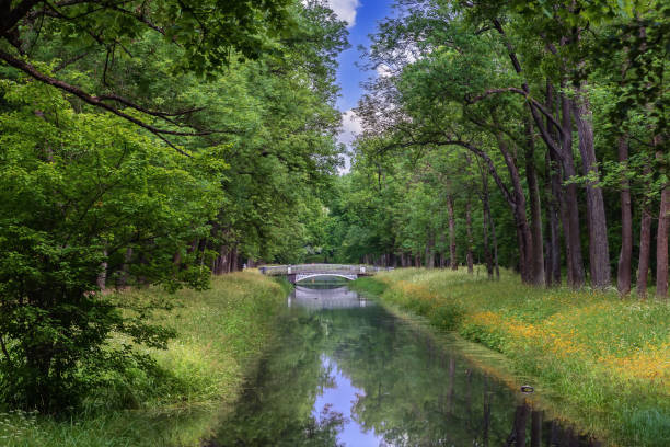 Landscape with canal in Alexander Park, Pushkin, Russia