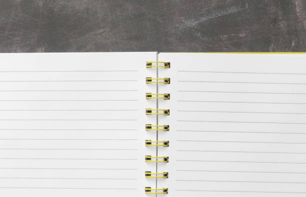 istock Close up of an open empty paper notebook with lined pages 2167937873
