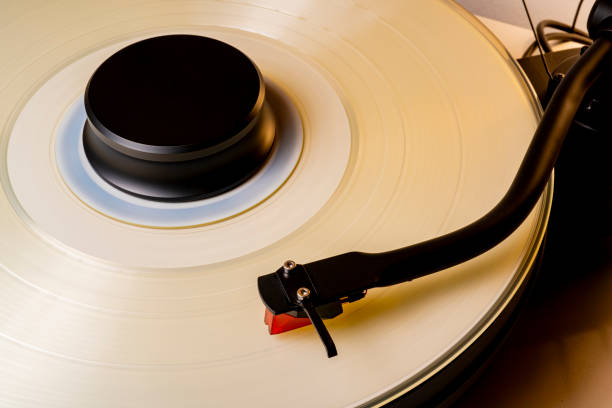 istock Coloured vinyl record spinning on a hifi turntable 2167937987