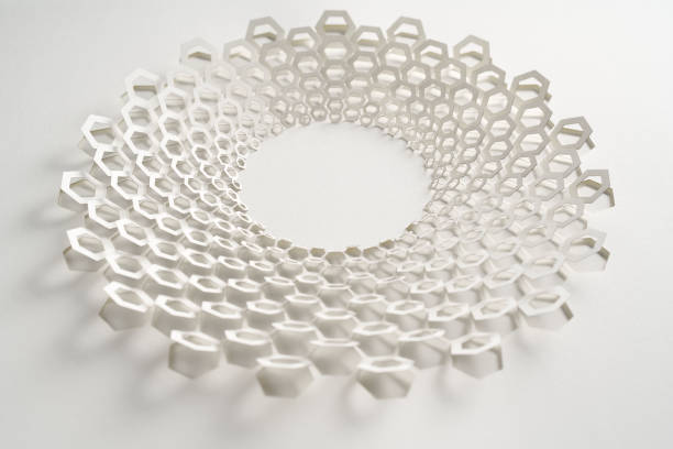 istock Geometric paper art featuring a hexagonal pattern arranged in a circular formation with a three-dimensional effect. 2167940288