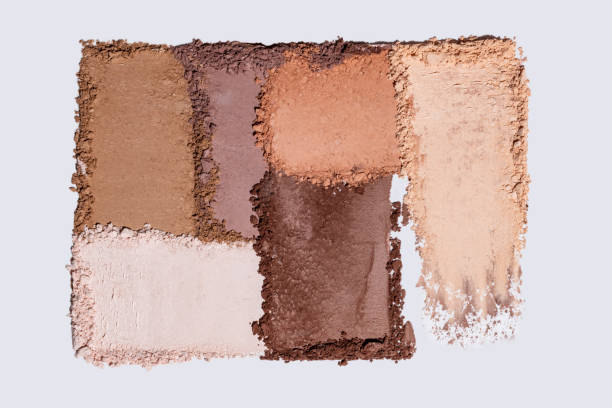 istock Eye shadow palette texture swipe isolated on white background. Cosmetic product swatch. Make up mate nude shades. 2167941514