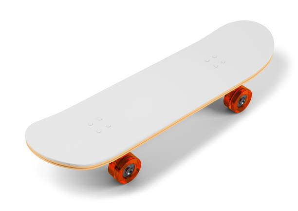 istock A white skateboard with orange wheels 2167942201
