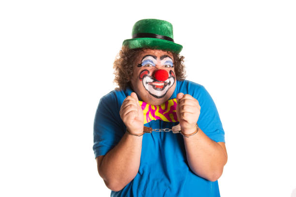 istock Funny fat clown posing on a white background. 2167944050