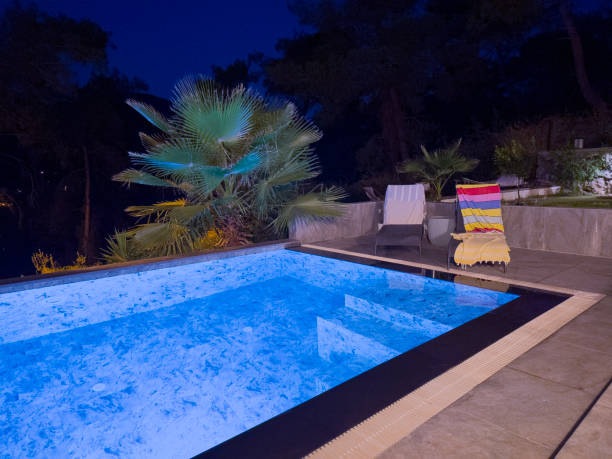 istock Swimming Pool at night 2167946858