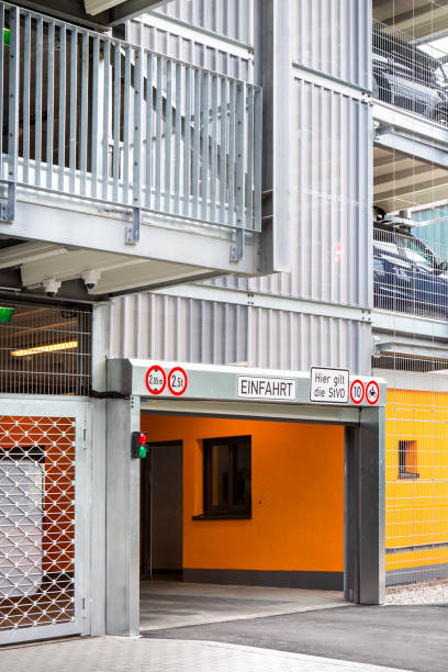 istock Exit and entrance of a modern parking garage 2167947080