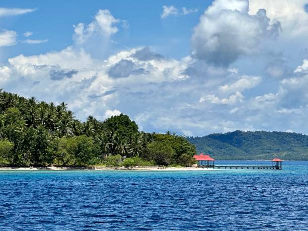 istock Remote island in Molucca Sea with pier 2167948733