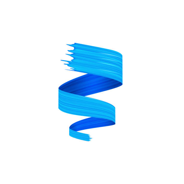 istock Realistic blue 3D brush ribbon volume paint smear texture, vector brushstroke spiral flow, watercolor trace design 2167950166