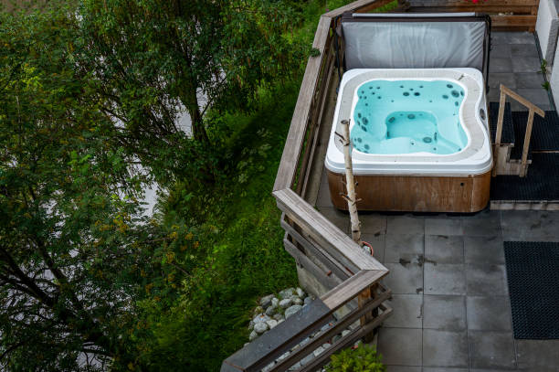 istock Hot tub on outdoor terrace. 2167957012