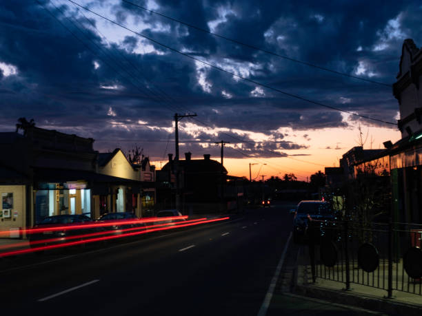 istock Traffic at sunset in small town 2167958219