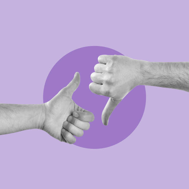 istock Thumb up and thumb down, hand, down, up, finger, approval 2167970936