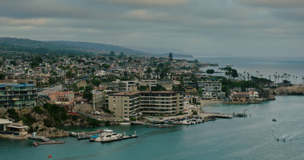 Cloudy Evening in Newport Beach, CA - Aerial
