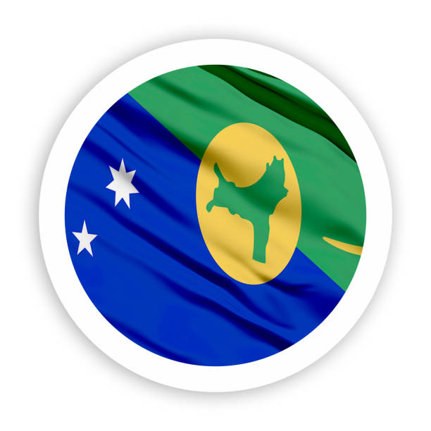 Waving Flag with White Rounded Circle Frame