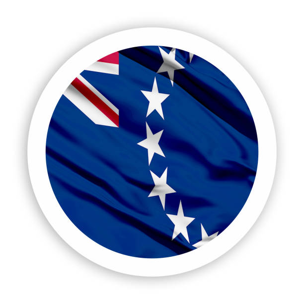 Waving Flag with White Rounded Circle Frame