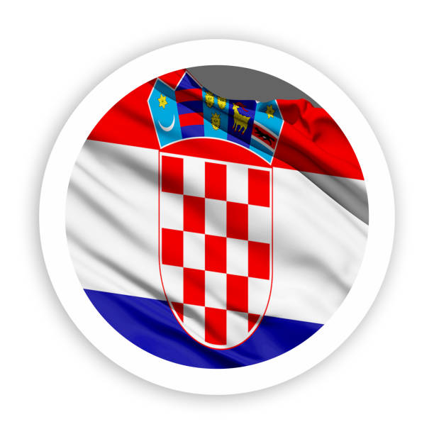 Waving Flag with White Rounded Circle Frame