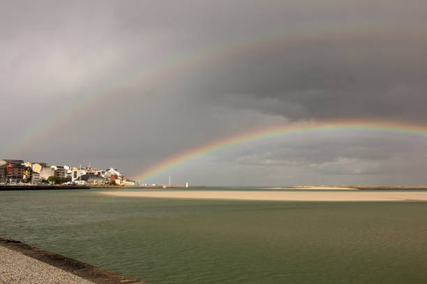 istock double rainbow over the sea 2167974119