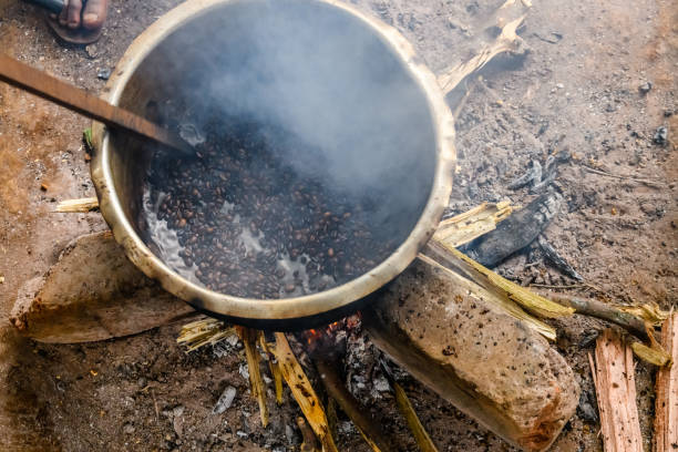 Roasting coffee beans in a Chagga tribe