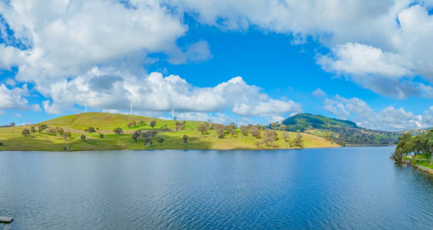 istock Aerial daytime views over Carcoar Dam with clouds 2167978510