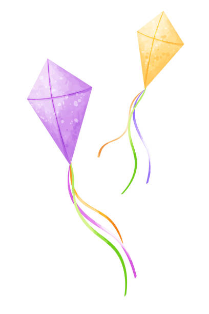 istock Set of purple and yellow kite. Vector illustration 2167995557