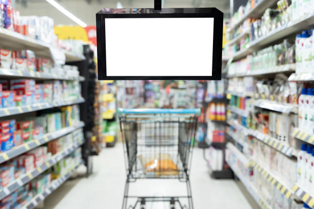 istock Blank advertising mockup for advertisement at the supermarket. 2167996603