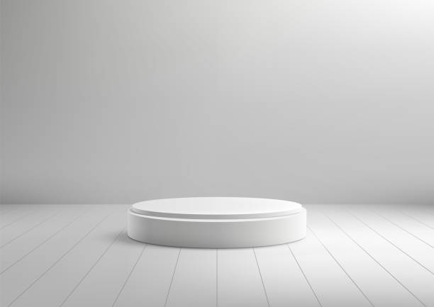 istock Minimalist 3D White Cylindrical Podium with Clean Background for Product Display, Mockup, and Showroom Showcase 2167996742