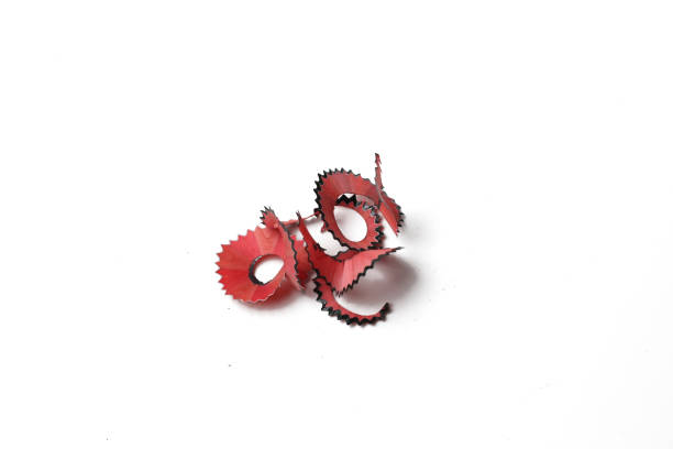 pencil shavings on white background
