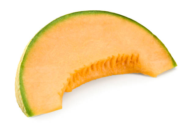 Sliced cantaloupe melon isolated on white background. clipping path