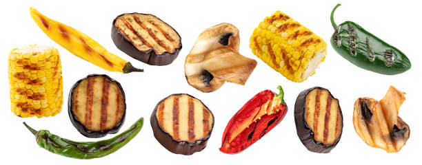 istock grilled vegetables isolated on white background. corn, pepper, mushrooms  clipping path 2168007074