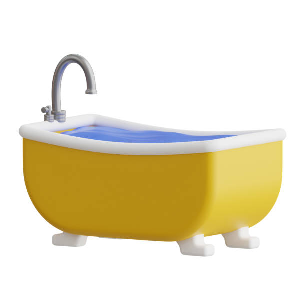 istock Bathtub 3D Icon. Bath with shower 3d icon 2168007815