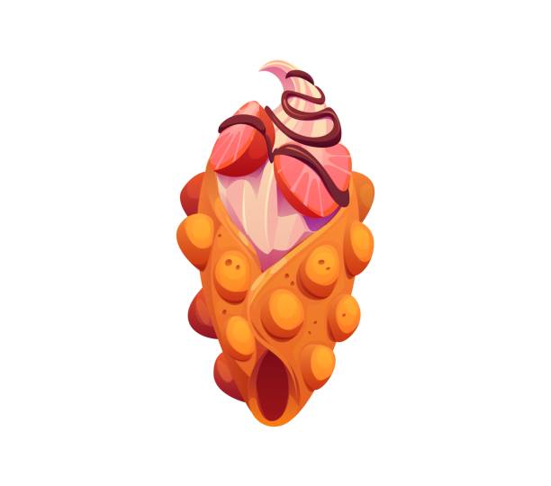 istock Cartoon Hong Kong bubble waffle fast food meal 2168010078