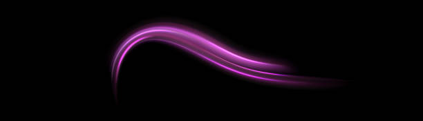 istock Violet shiny sparks of spiral wave. Curved bright speed line swirls. Shiny wavy path. Rotating dynamic neon circle. Magic golden swirl with highlights. Glowing swirl bokeh effect. vector 2168015161