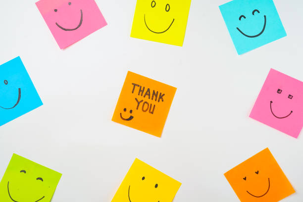 istock Motivational words for personal development, thank you, inspirational handwriting on sticky notes 2168016026