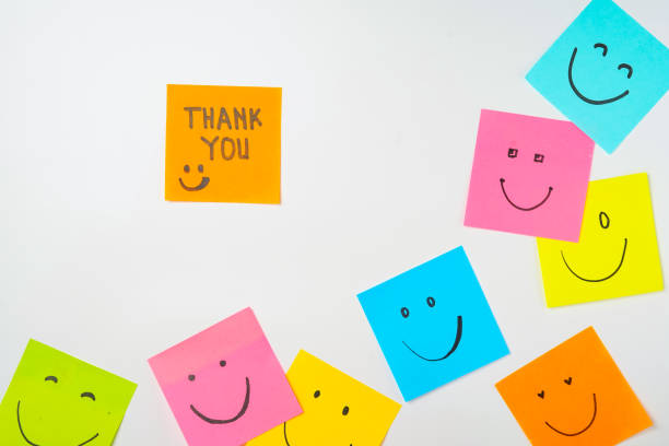 istock Motivational words for personal development, thank you, inspirational handwriting on sticky notes 2168016028