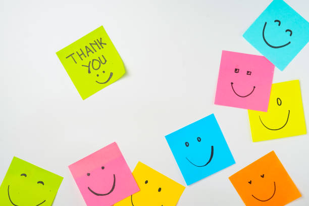 istock Motivational words for personal development, thank you, inspirational handwriting on sticky notes 2168016441