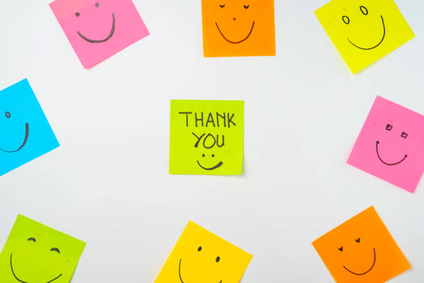 istock Motivational words for personal development, thank you, inspirational handwriting on sticky notes 2168016445