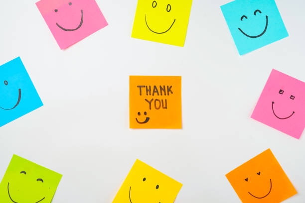 istock Motivational words for personal development, thank you, inspirational handwriting on sticky notes 2168016446