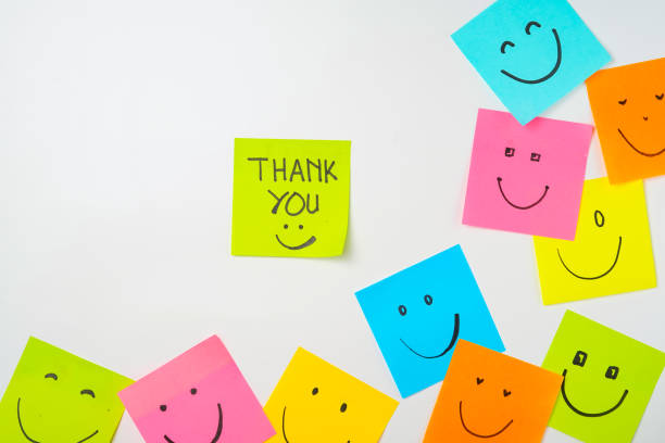 istock Motivational words for personal development, thank you, inspirational handwriting on sticky notes 2168016453