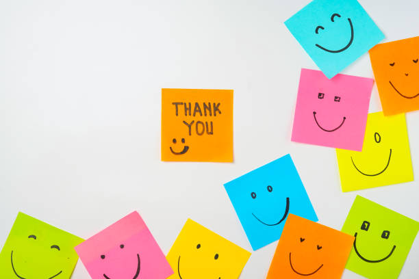 istock Motivational words for personal development, thank you, inspirational handwriting on sticky notes 2168016487