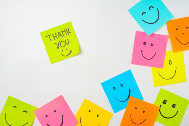 istock Motivational words for personal development, thank you, inspirational handwriting on sticky notes 2168016491