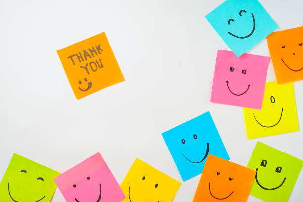 istock Motivational words for personal development, thank you, inspirational handwriting on sticky notes 2168016493