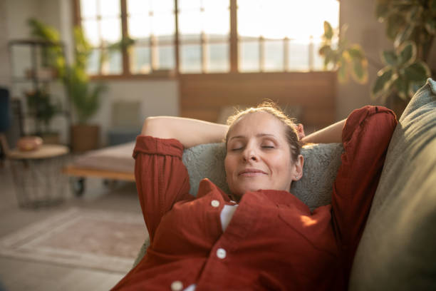 Woman relaxing at home