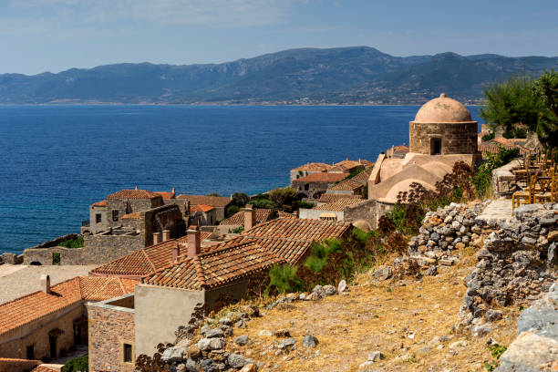 High angle view of Monemvasia, Greece.
