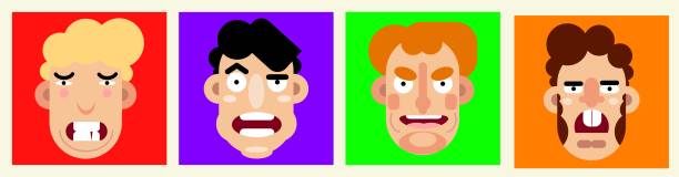 istock Set of vector faces. Teenagers of different ethnicity with emotional expression on face. 2168023433