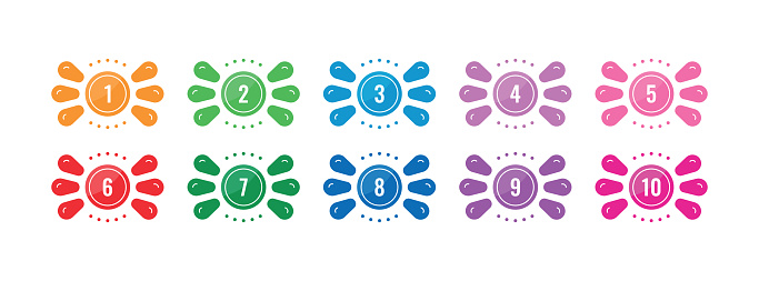 Ten Step Lighted Numbers Vector 110 Numbers Colorful Floral Numbers ...