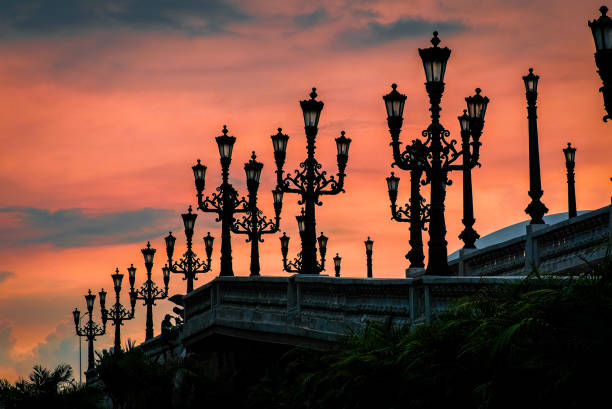 Post lamps in the street.