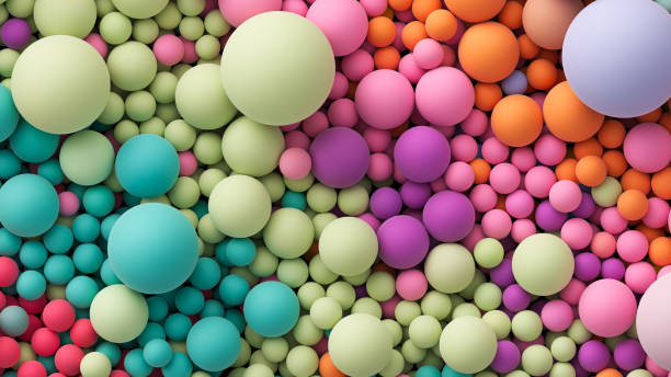 istock Background with many colorful big and small random spheres. Huge pile of colorful matte soft balls in different sizes. Top view of huge pile of colorful balls in different sizes. Vector background 2168032481